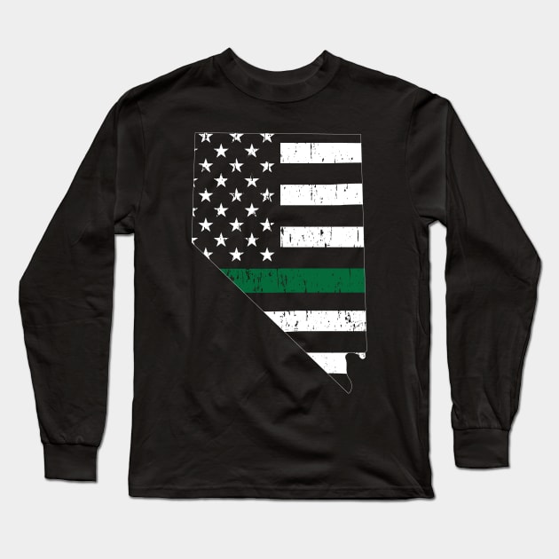 Nevada Thin Green Line Military and Border Patrol Shirt Long Sleeve T-Shirt by bbreidenbach